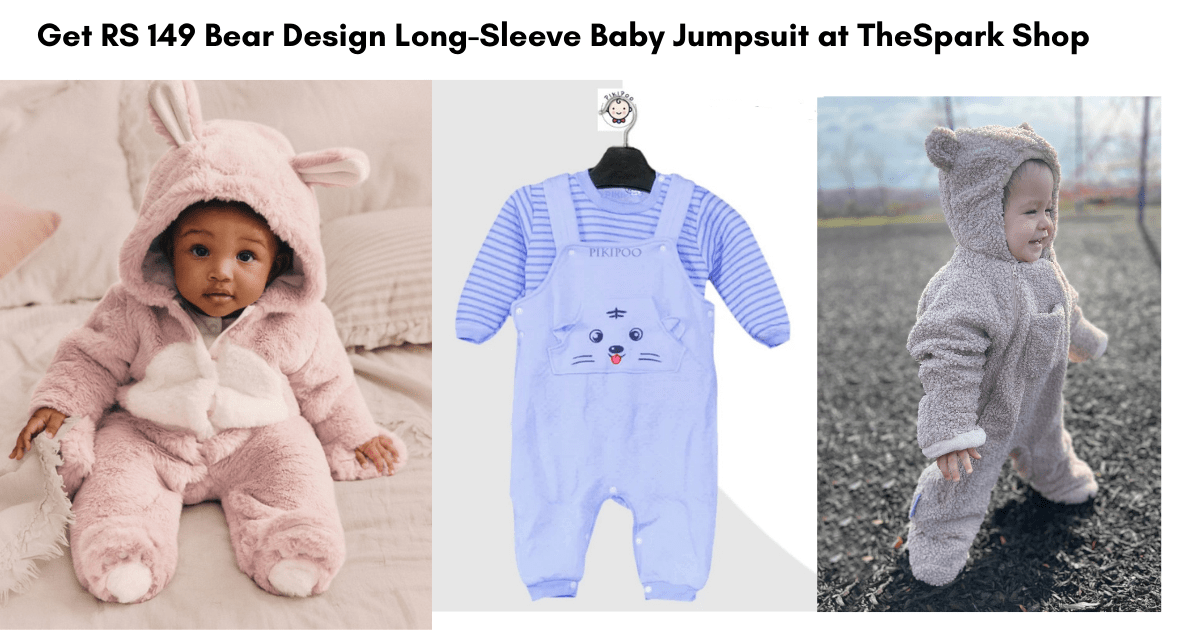 Discover the Adorable RS 149 Bear Design Long-Sleeve Baby Jumpsuit at TheSpark Shop