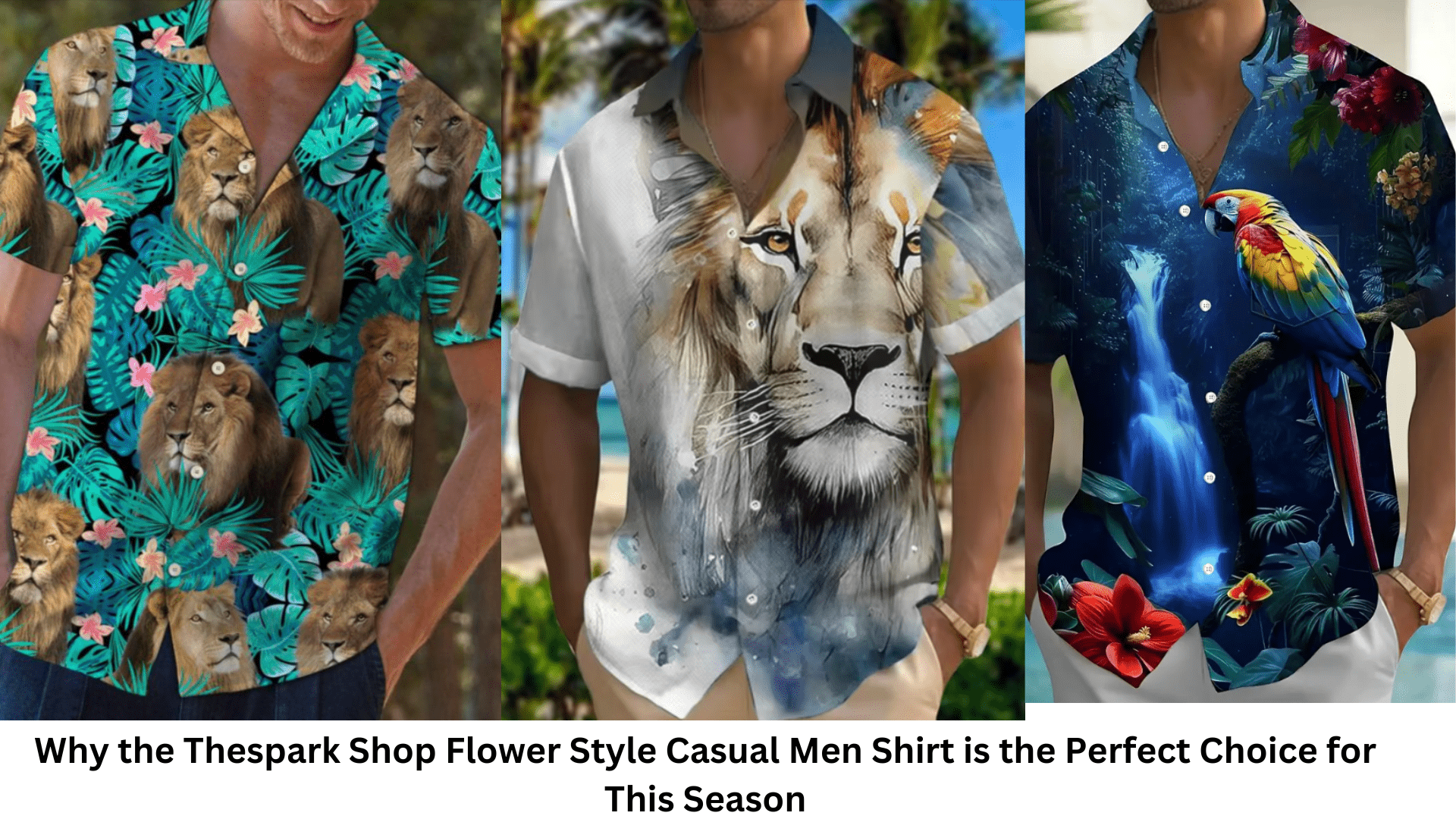 Thespark Shop Flower Style Casual Men Shirt